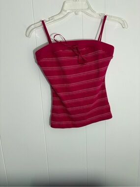 Vintage Strapless Tie-Front Pink Stripe Women's Tank Top
